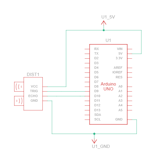 ultrasonic sensors Arduino Uno Schematic Diagram