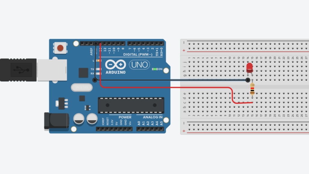 Led blinking using Arduino Uno in Thinker CAD